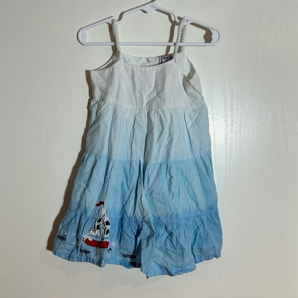 Cotton‎ Kids Sailboat Appliqué Tiered Dress - Girl's Summer Sundress 2T